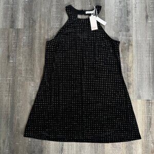 Candies Black Velvet Halter Shift Dress with Bling Sparkles Size X-Large NWT